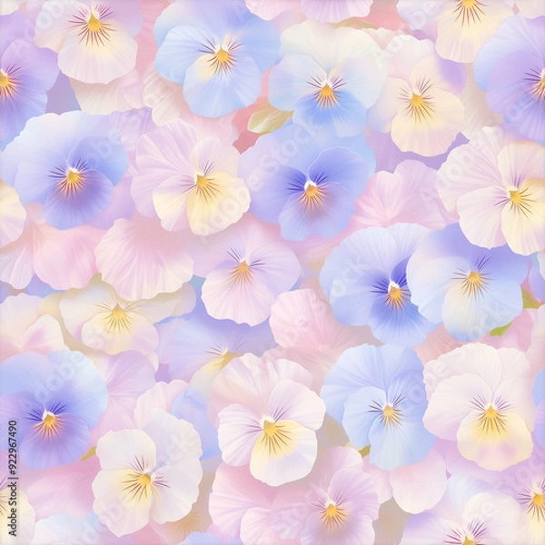 Obraz アニメ風のパステルカラーのパンジーのテクスチャパターン