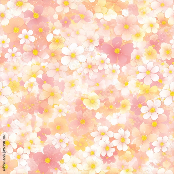 Obraz アニメ風のグラデーションのマーガレットのテクスチャパターン