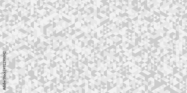 Fototapeta Vector glowing white and grey gradient abstract triangle polygon mosaic. vector geometric ornament. seamless diamond technology black and gray triangle element light background.