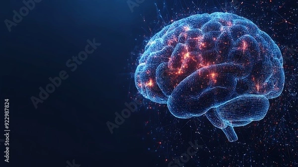 Obraz Abstract digital brain with glowing lights.