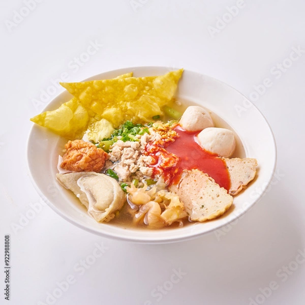 Fototapeta บะหมี่ ต้มยำ โบราณ เย็นตาโฟ เกี๊ยว