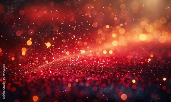 Fototapeta stunning abstract background with shimmering red,golden bokeh lights.