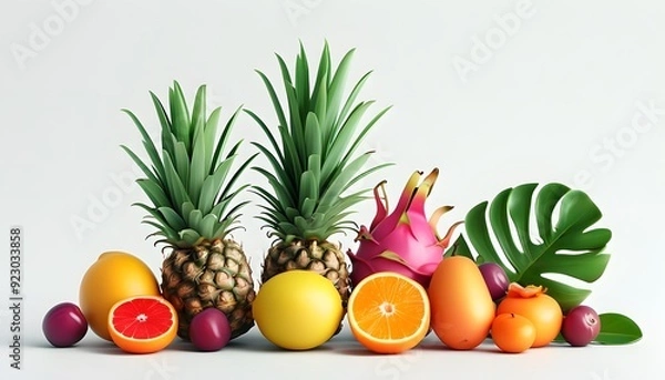 Fototapeta A colorful and refreshing still life showcasing a bounty of tropical fruits. 45524