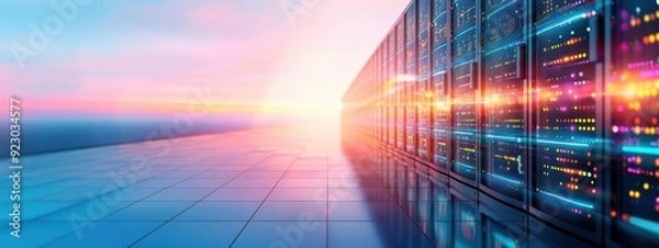 Fototapeta Sky-high data centers with integrated environmental sensors, sky-high data centers, innovative environmental monitoring and data storage