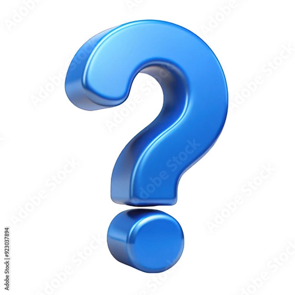 Fototapeta Blue question mark symbol 3d isolated on transparent background