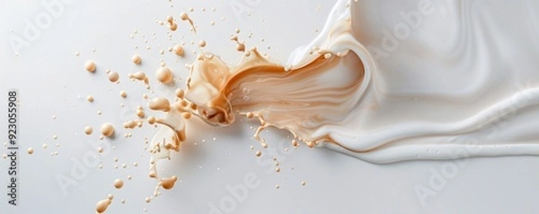Obraz Swirling milk and coffee forming intricate shapes, organic shapes, calming and artistic. ,