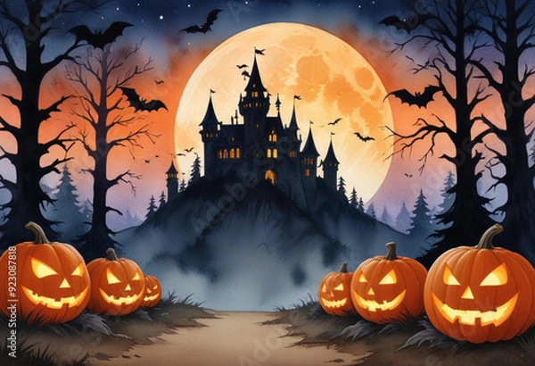 Fototapeta A spooky Halloween scene with a haunt