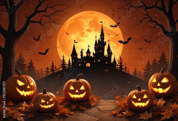 Fototapeta A spooky Halloween scene with a haunt