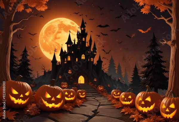 Fototapeta A spooky Halloween scene with a haunt