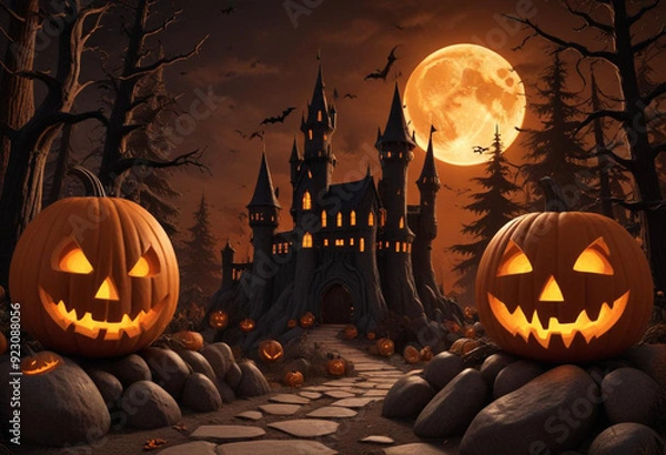 Fototapeta A spooky Halloween scene with a haunt