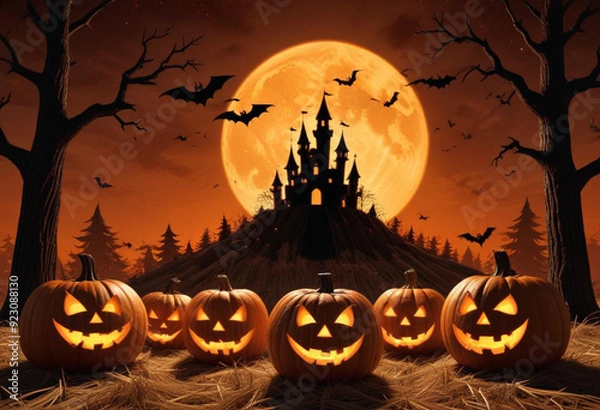 Fototapeta A spooky Halloween scene with a haunt