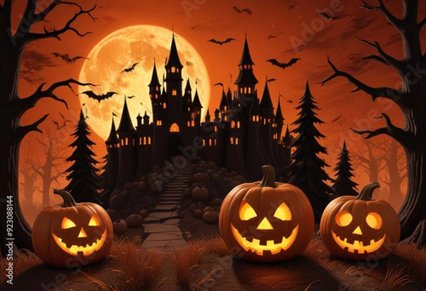 Fototapeta A spooky Halloween scene with a haunt