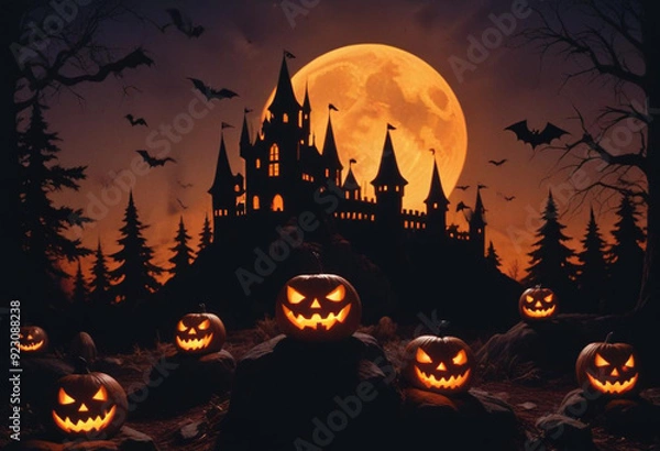 Fototapeta A spooky Halloween scene with a haunt