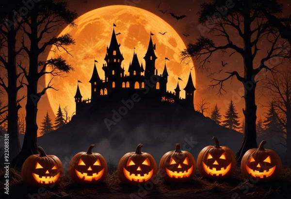 Fototapeta A spooky Halloween scene with a haunt