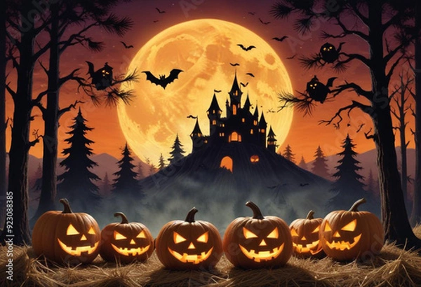 Fototapeta A spooky Halloween scene with a haunt