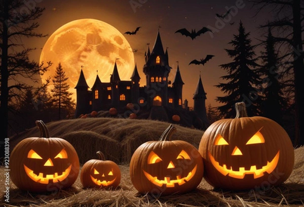 Fototapeta A spooky Halloween scene with a haunt