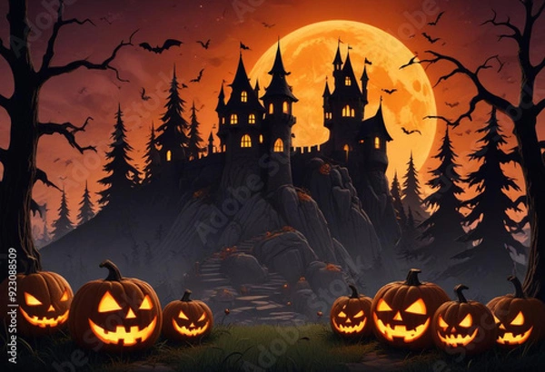 Fototapeta A spooky Halloween scene with a haunt