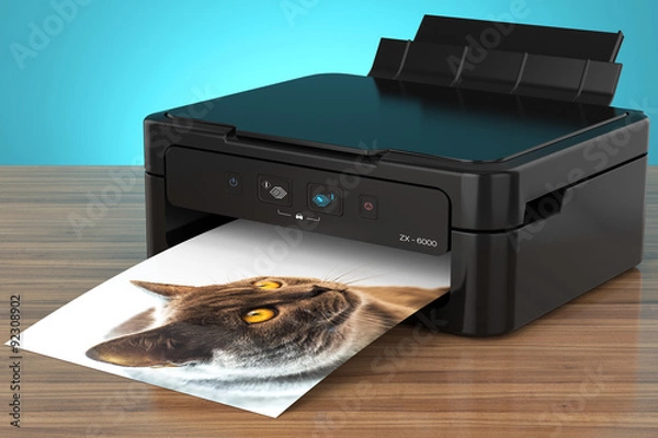 Obraz photo printer with cat