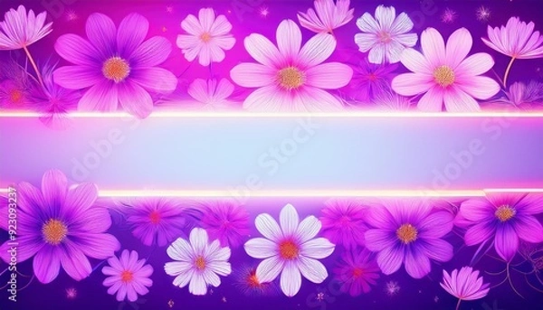 Obraz コスモスのタイトルフレーム　Cosmos flower