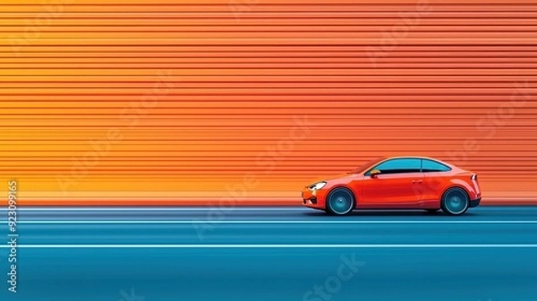 Fototapeta Vibrant Orange Sports Car Scene