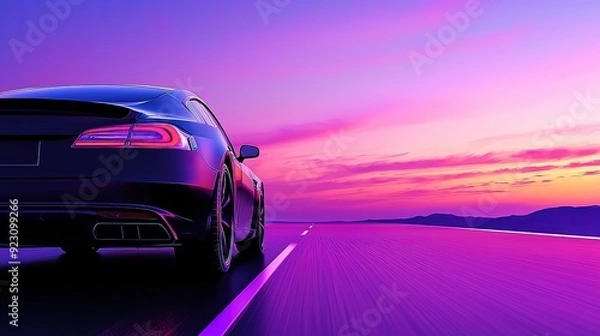 Obraz Tranquil Roadscape with Vibrant Mountain Landscape