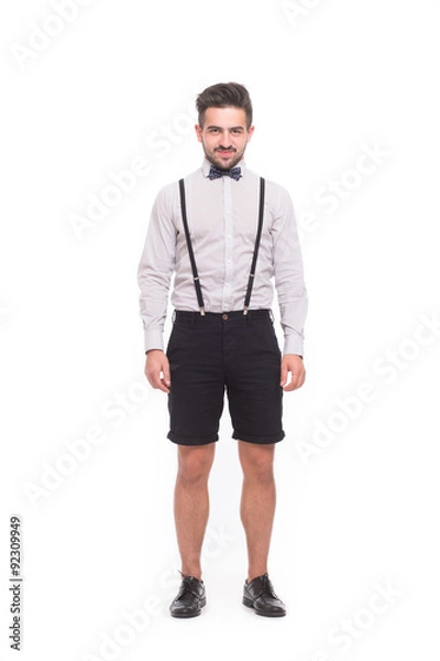 Fototapeta Hipster man in full length in studio