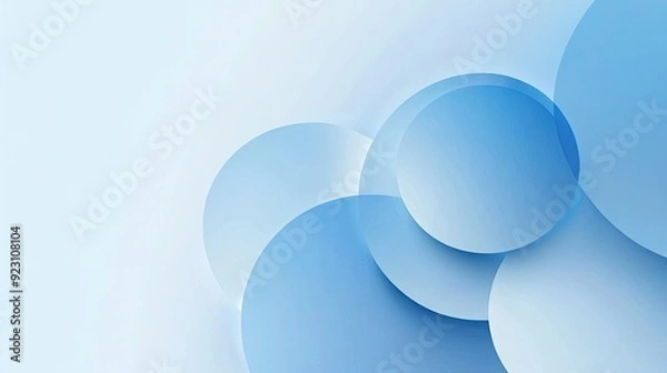 Fototapeta Abstract blue gradient round shapes with a Neumorphism effect. Light, clear background ideal for stylish banners and contemporary posters.