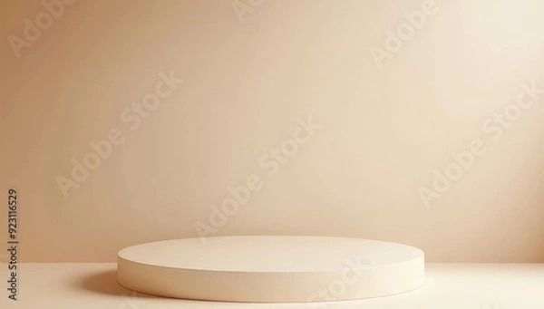 Obraz Empty Beige Podium with Soft shadows for product display. Empty space for product presentation Stage Background