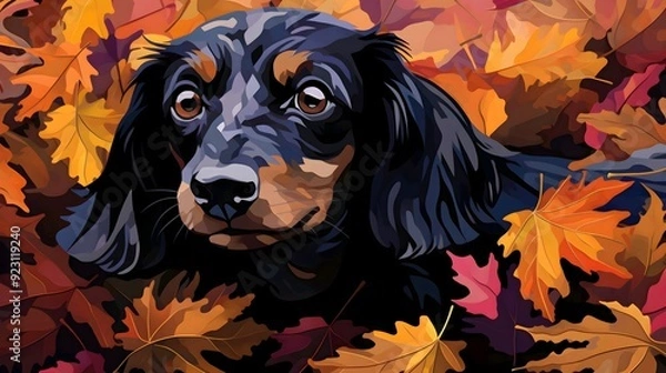 Fototapeta Smart and cute dog, gennerative AI illustrations	