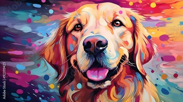 Fototapeta Smart and cute dog, gennerative AI illustrations	