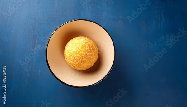Fototapeta Top view of circular arrangement of Indian sweets ladoos and nuts on a ceramic plate 