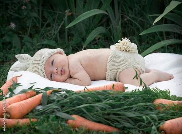 Obraz child sleeping on the grass