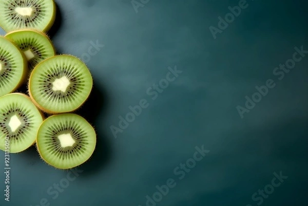 Fototapeta Kiwi, citrus fruit on a dark background.,  Generative Ai illustration