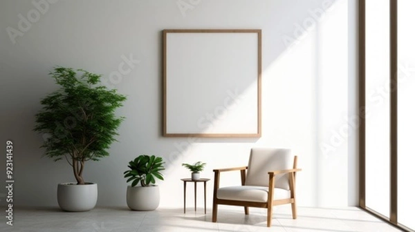 Fototapeta Modern Interior Design with Empty Picture Frame