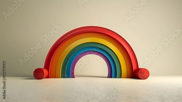 Fototapeta 17. A minimalist image with a white background featuring a single rainbow, positioned in the center
