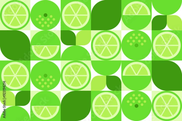 Obraz Abstract lemon geometric seamless pattern. Yellow lemon mosaic texture. Vector illustration for background