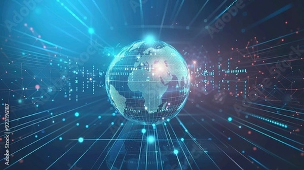 Obraz Futuristic globe with digital network connections.