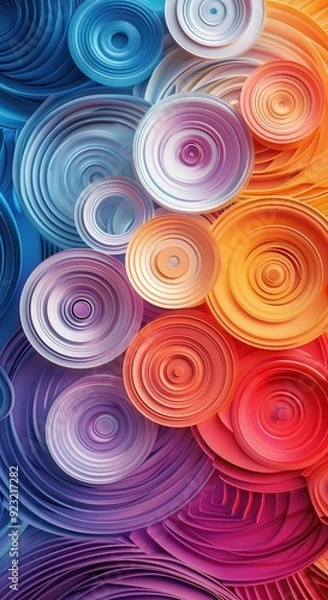 Fototapeta Vibrant circles and spirals create a dynamic abstract design filled with color and movement