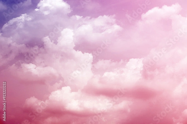 Obraz sky with sugar cotton pink pastel clouds in a dreamy background