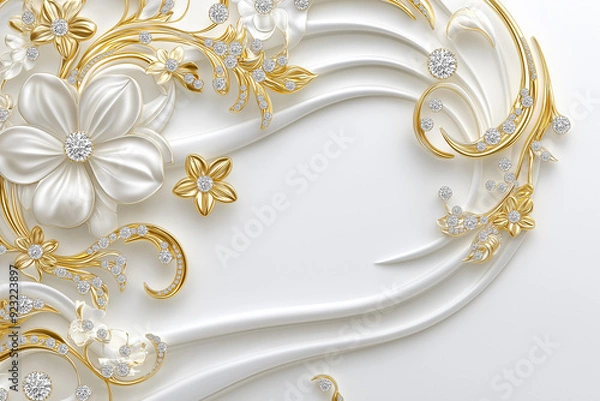 Obraz Luxury style white and gold color  awesome HD background