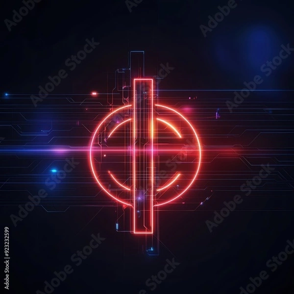 Fototapeta Illuminated digital circuit design featuring vibrant glowing lines and futuristic shapes, ideal for tech and abstract themes.