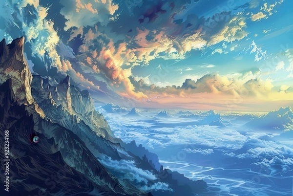 Obraz A Mountainous Landscape with a Dramatic Sky