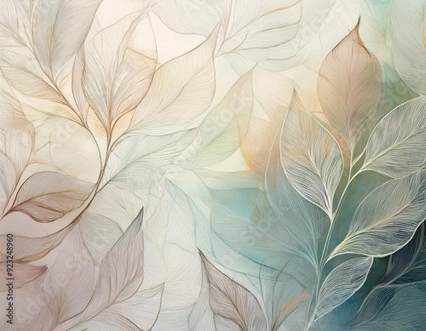 Fototapeta Abstract Background with Leaf Textures Layered Transparency Creating Depth