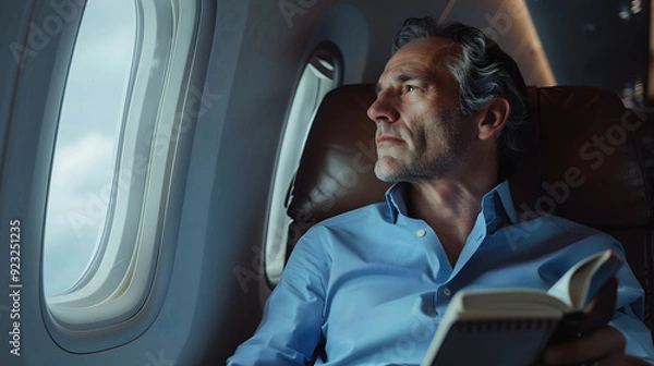 Fototapeta Businessman on Airplane