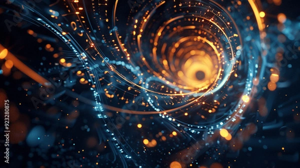Obraz abstract background, abstract background with circles, abstract background with spiral,  A sonic vortex, An abstract visualization of music, represented by a swirling mass of illuminated musical notes