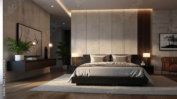 Obraz Modern Interior With Bright Wall, Living room, Bed room, kitchen, House Plants