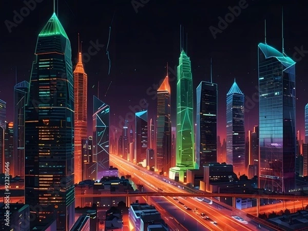Fototapeta Vibrant Illustration of Online Interfaces: Social Media, Fintech, E-commerce, Influencers – Dynamic Digital Stream of Platforms Showcasing Modern Technology, Connectivity, and Online Interaction