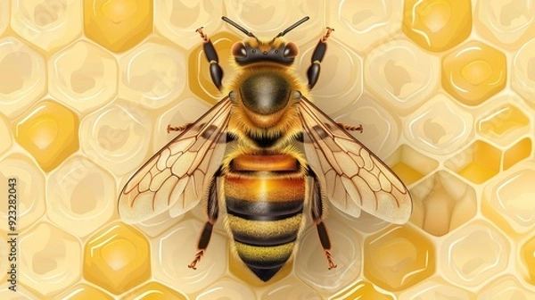 Obraz A bee is on a yellow background