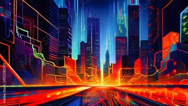 Fototapeta Dynamic Online Interfaces Stream Illustration – Vibrant Kaleidoscope of Social Media, Fintech Services, E-commerce Websites, and Influencer Profiles – Digital Connectivity and Engagement Visual