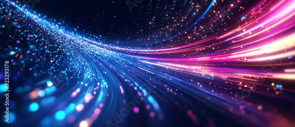 Fototapeta Abstract Futuristic Background with Neon Lights and Glowing Particles, Abstract Futuristic Background with Neon Lights and Glowing Part